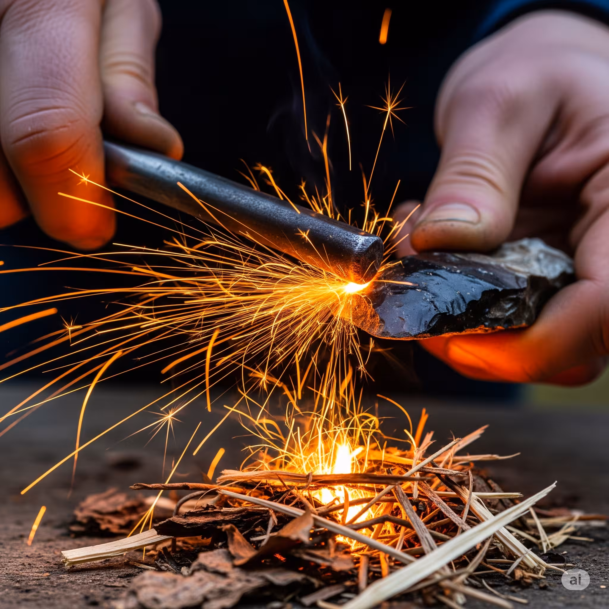 부싯돌 불 붙이기