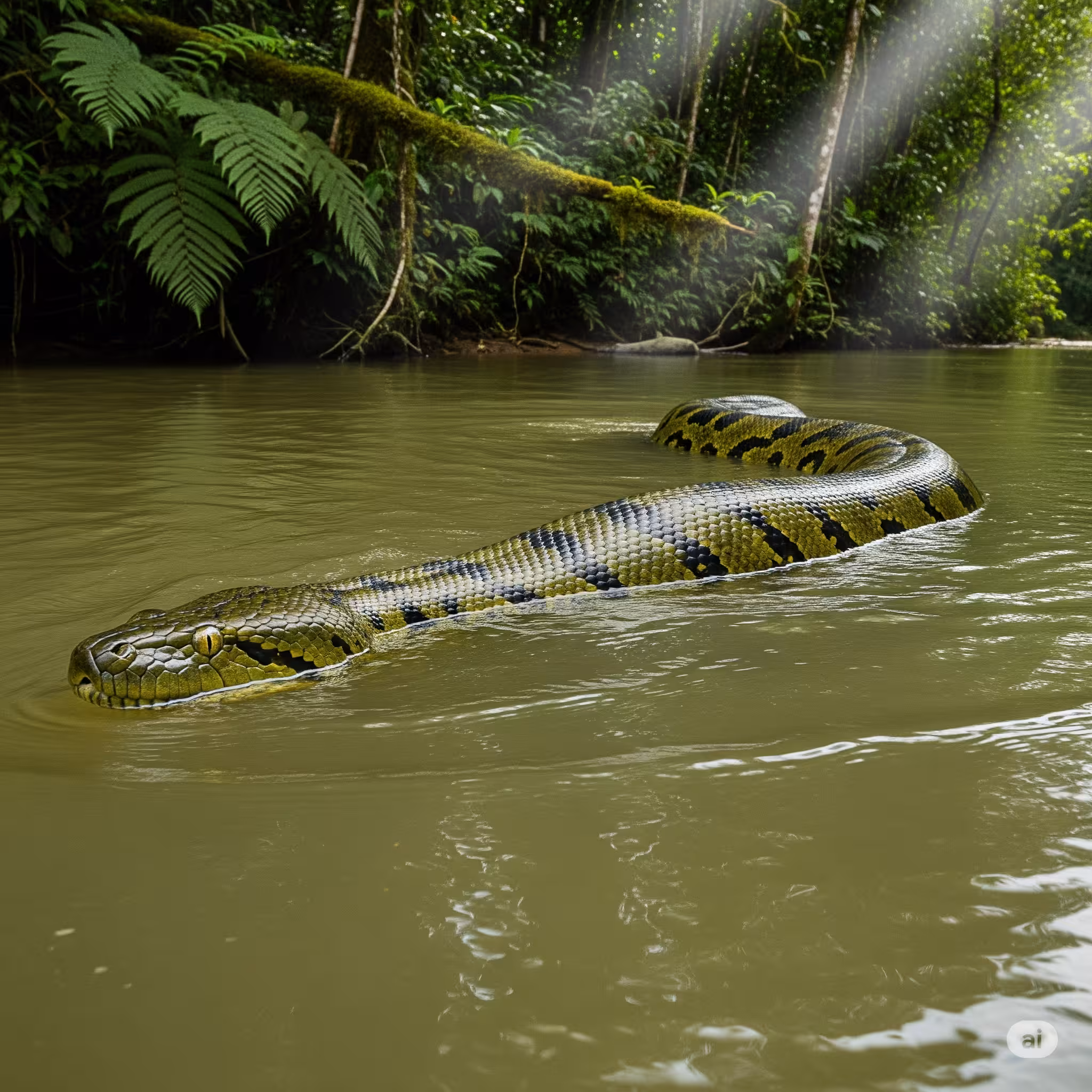 수영하는 뱀 아나콘다