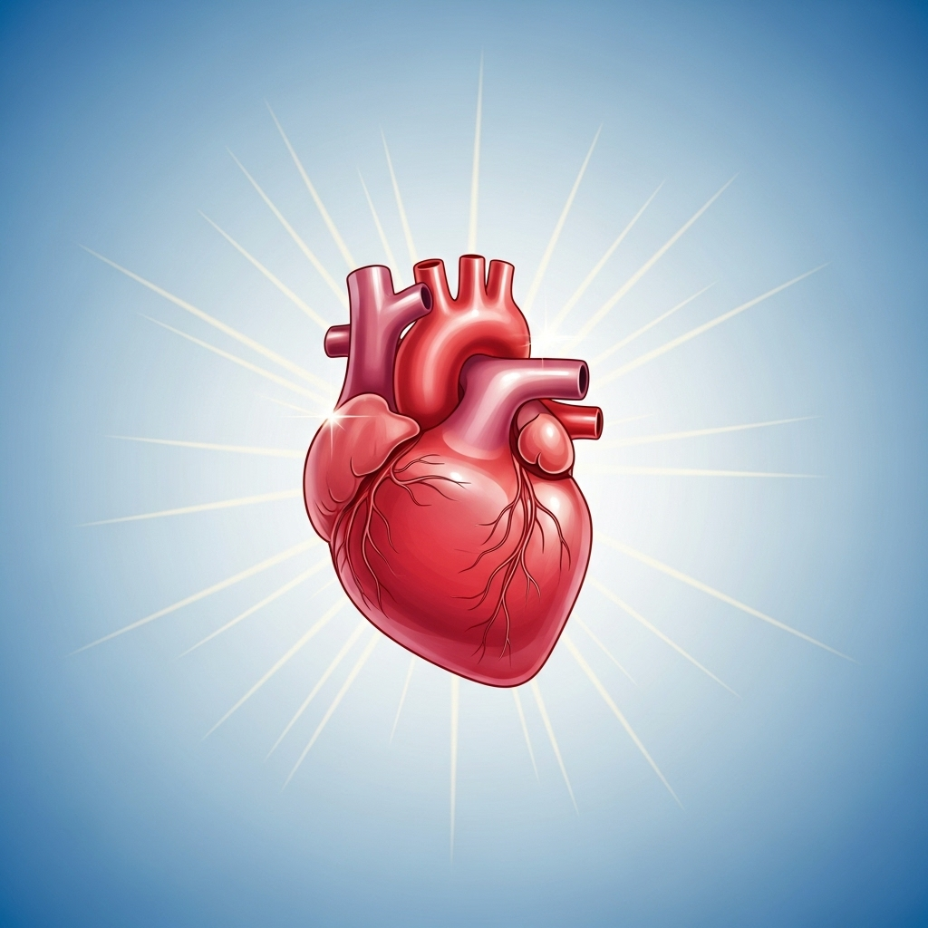 A vibrant, healthy heart graphic with subtle, positive energy lines radiating from it, symbolizing wellness and good circulation. No text.