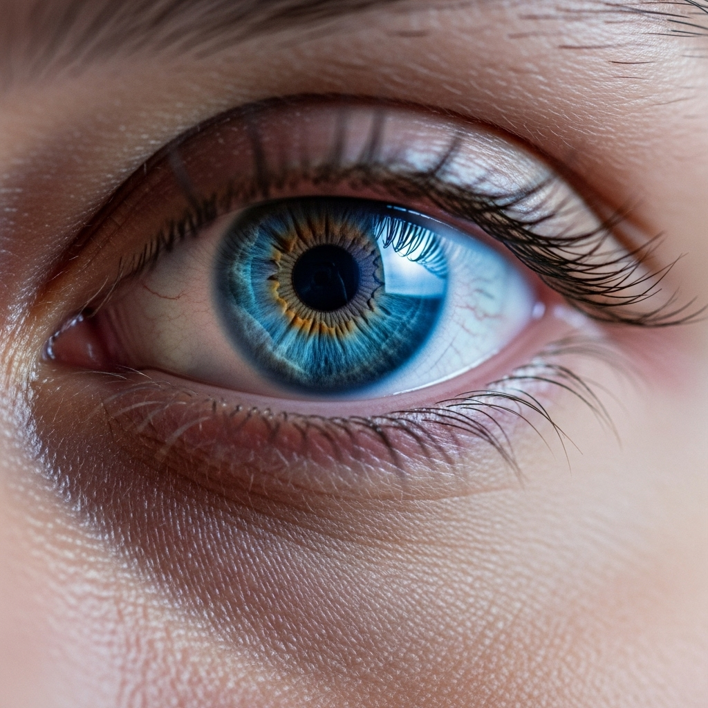 A calm, reassuring image of a doctor explaining something to a patient, or a close-up of a person's eye with a gentle, non-alarming blue light, symbolizing care and health. No text in the image.