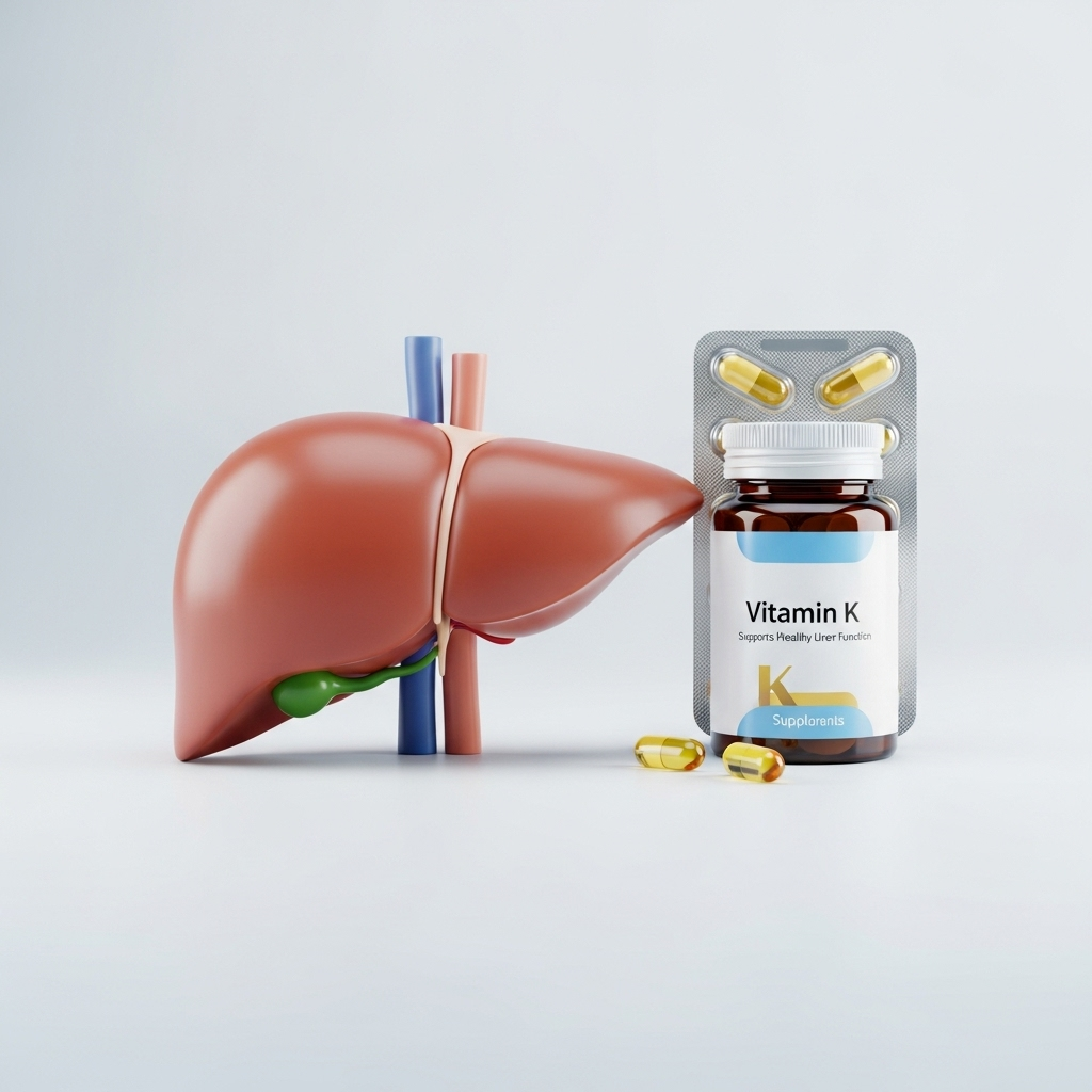 healthy liver and vitamin K supplements on clean background, medical health concept 비타민K 효능과 부작용 7가지 완벽 가이드