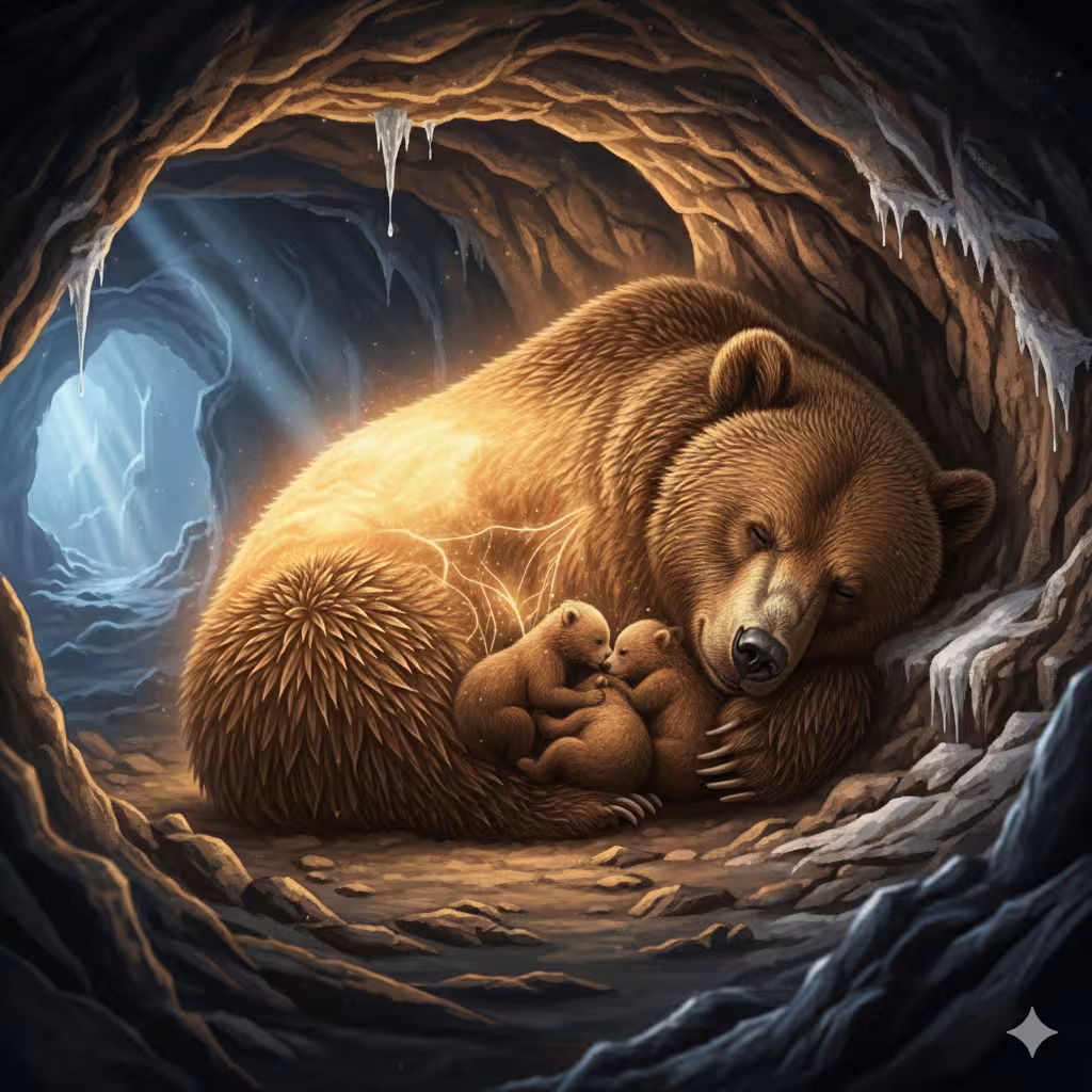 곰의 겨울잠 출산