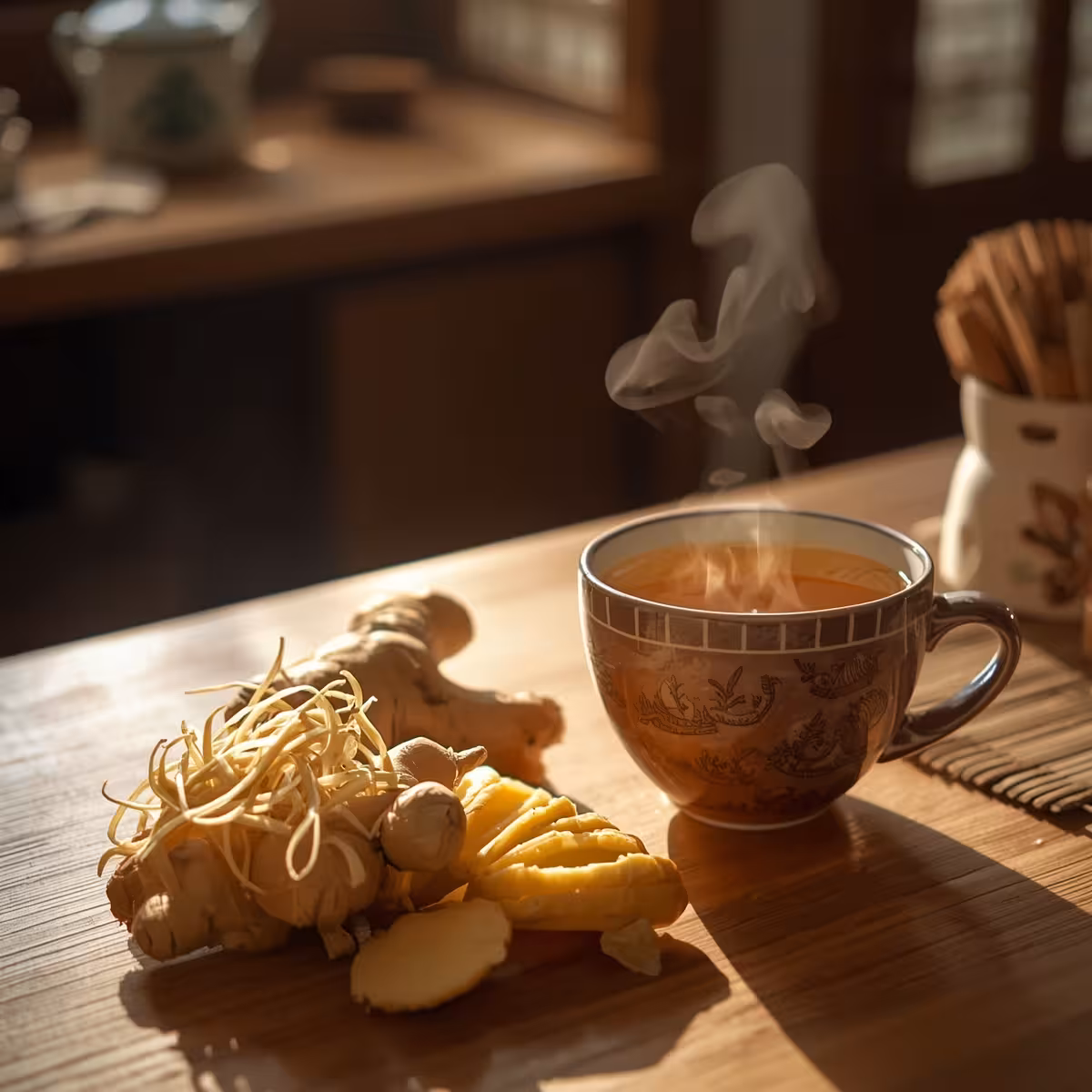 Lucid Origin Fresh ginger root with thin slices and delicate f 3