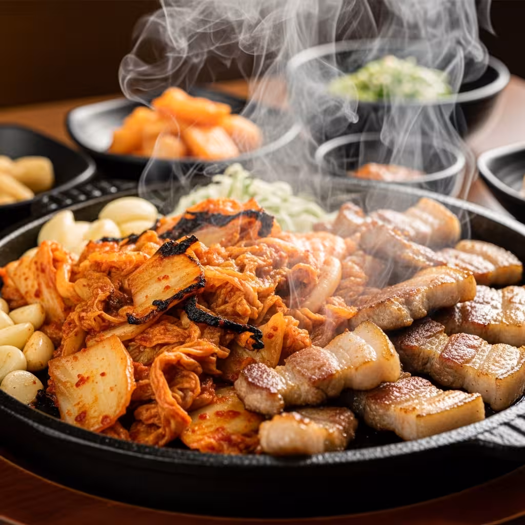 imagen 4.0 generate preview 06 06 a title 김치구이가 지글거리는