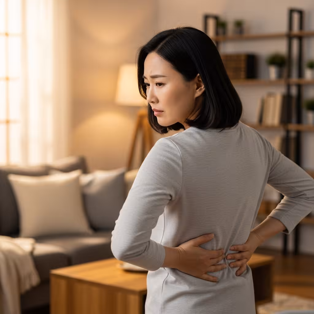 imagen 4.0 generate preview 06 06 a title 등 가운데 통증을 느끼 1