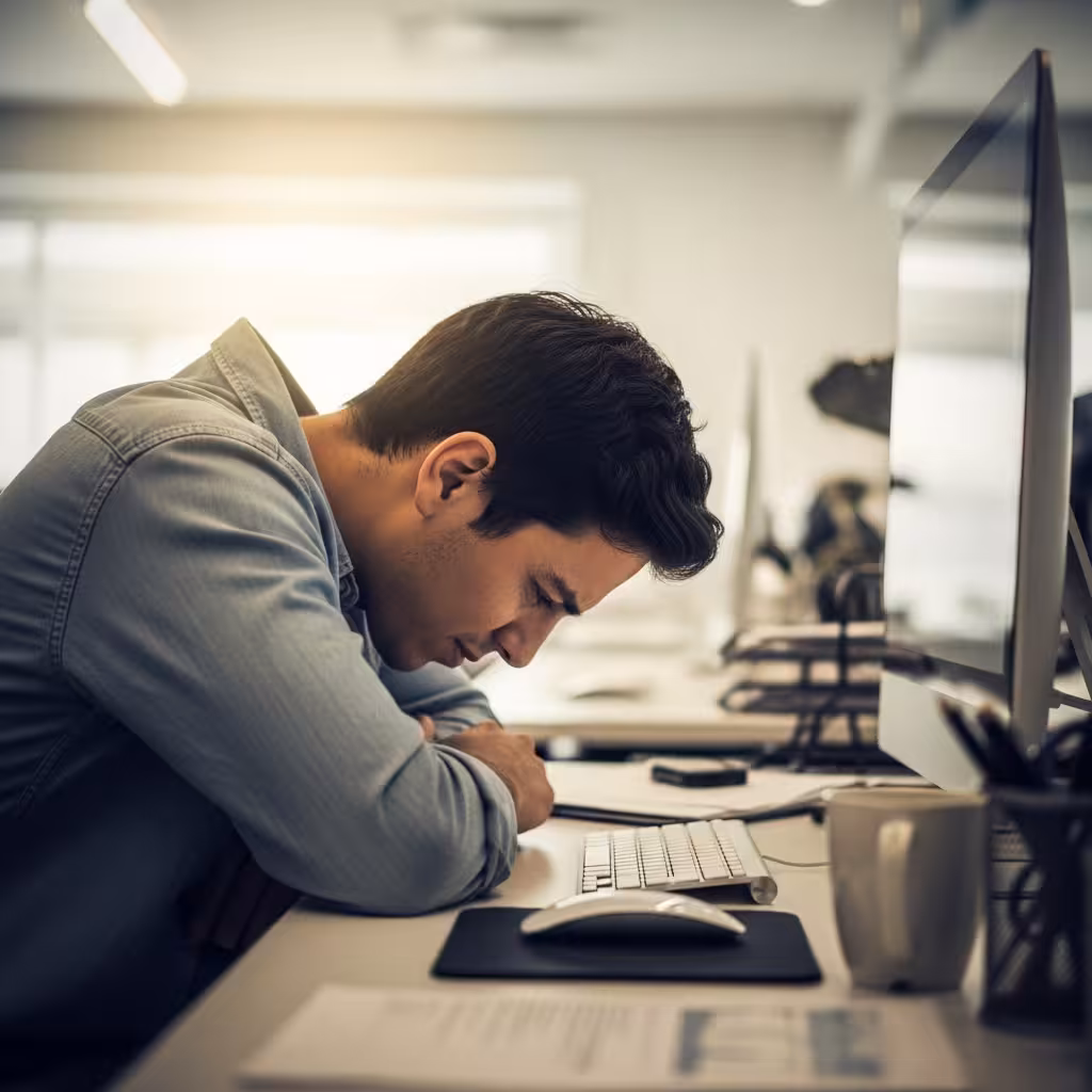 imagen 4.0 generate preview 06 06 a title 컴퓨터 앞에서 구부정한