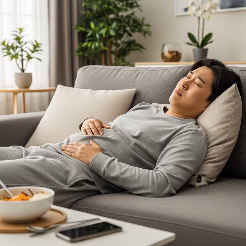 imagen 4.0 ultra generate preview 06 06 a title 식후 바로 눕는 자세가