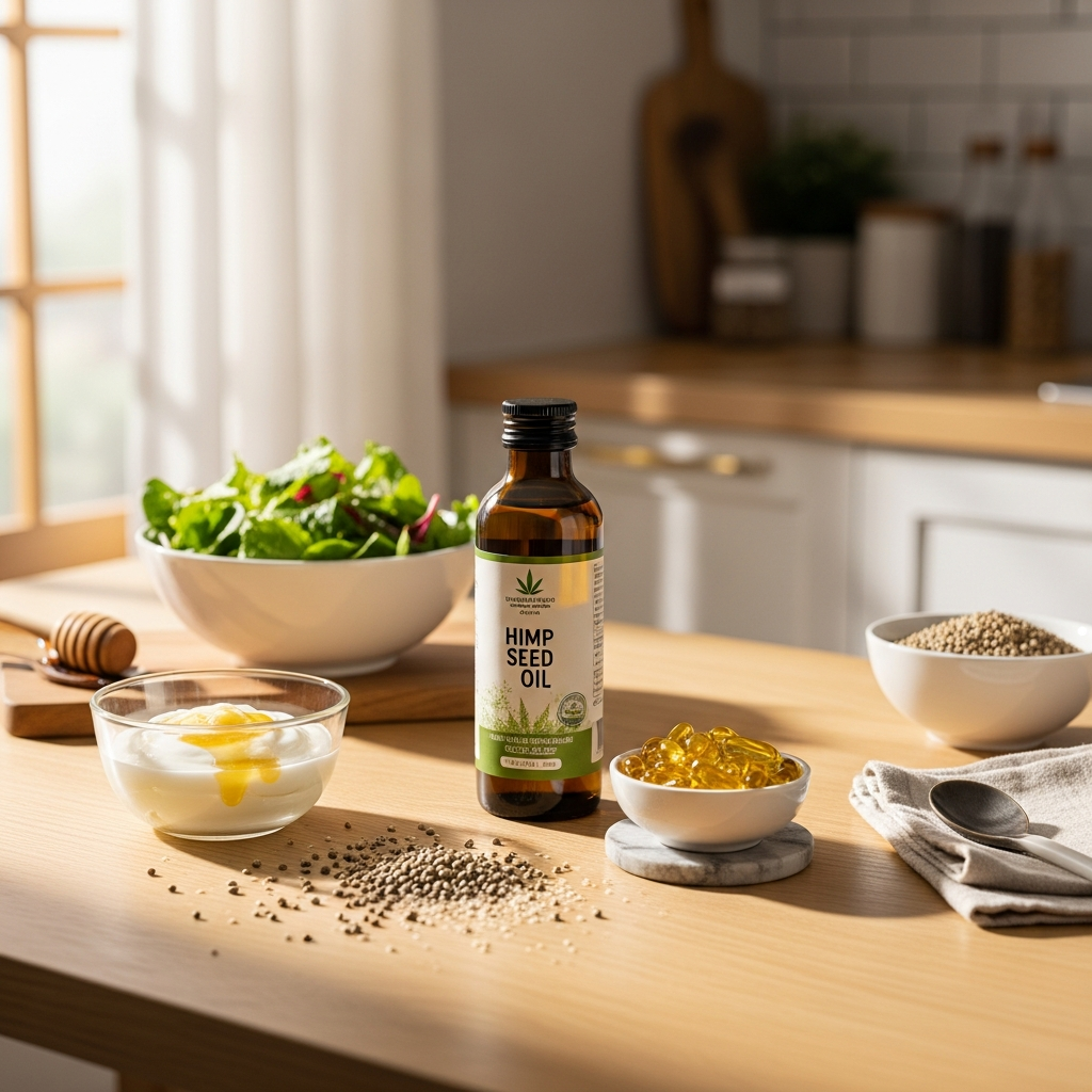 imagen 4.0 generate preview 06 06 b title 햄프씨드 오일과 캡슐이