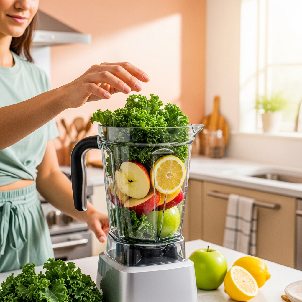 imagen 4.0 ultra generate preview 06 06 a title 케일 주스를 만들고 있