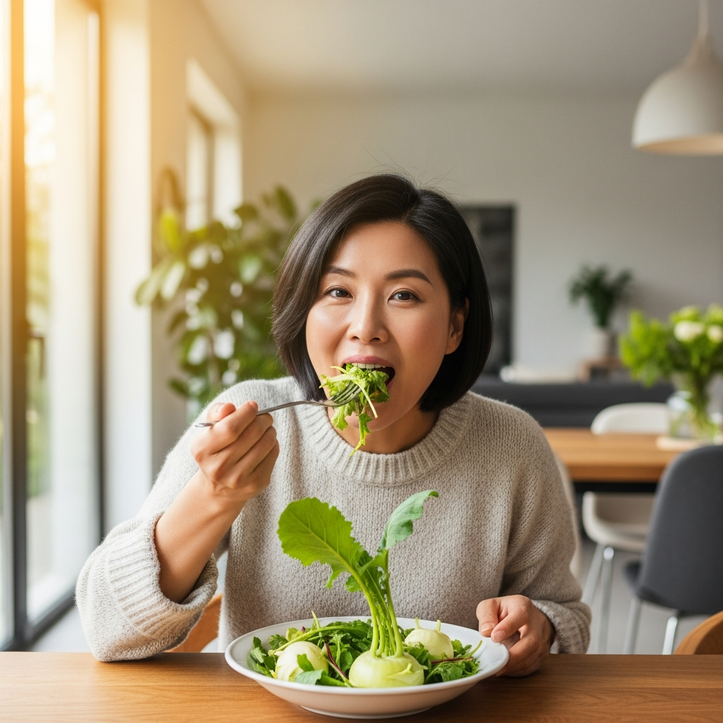 imagen 4.0 ultra generate preview 06 06 a title 콜라비 샐러드를 즐기는