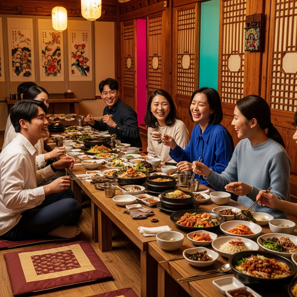 imagen 4.0 ultra generate preview 06 06 a title 한식당에서 식사 중인