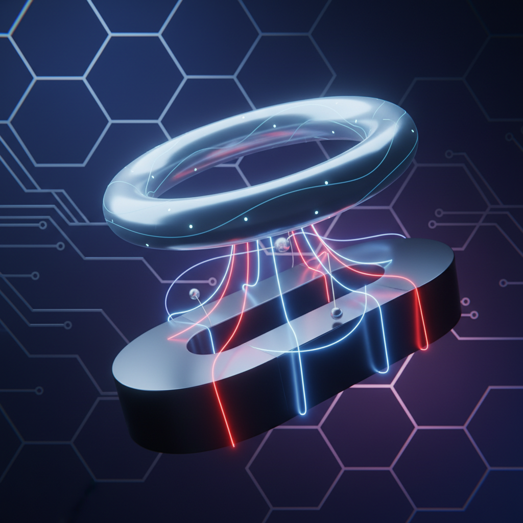Illustration of magnetic levitation with a superconductor and a magnet, futuristic and scientific style, smooth lighting, textured background, no text