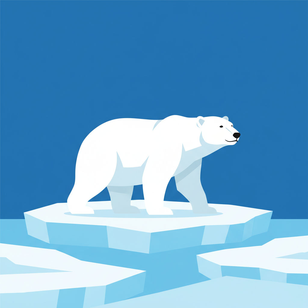 White polar bear walking on ice