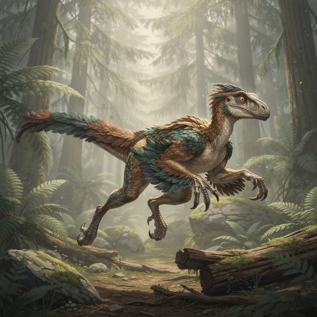 flux 2 pro a title 깃털 달린 공룡의 상상