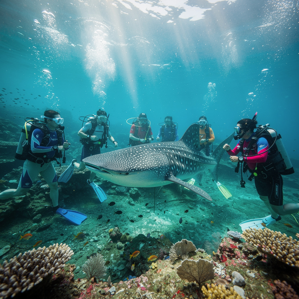 flux 2 pro a title 다이버들이 열대 바다에