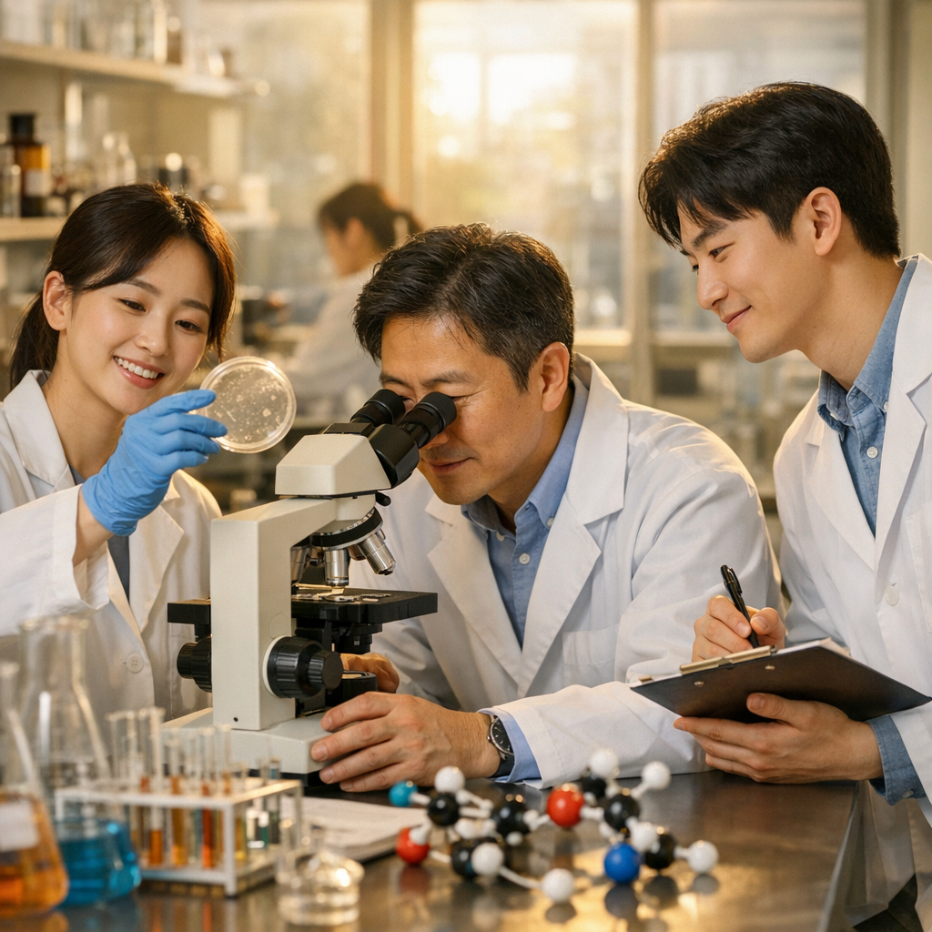 gpt image 1.5 a title 과학자들이 연구하는 모