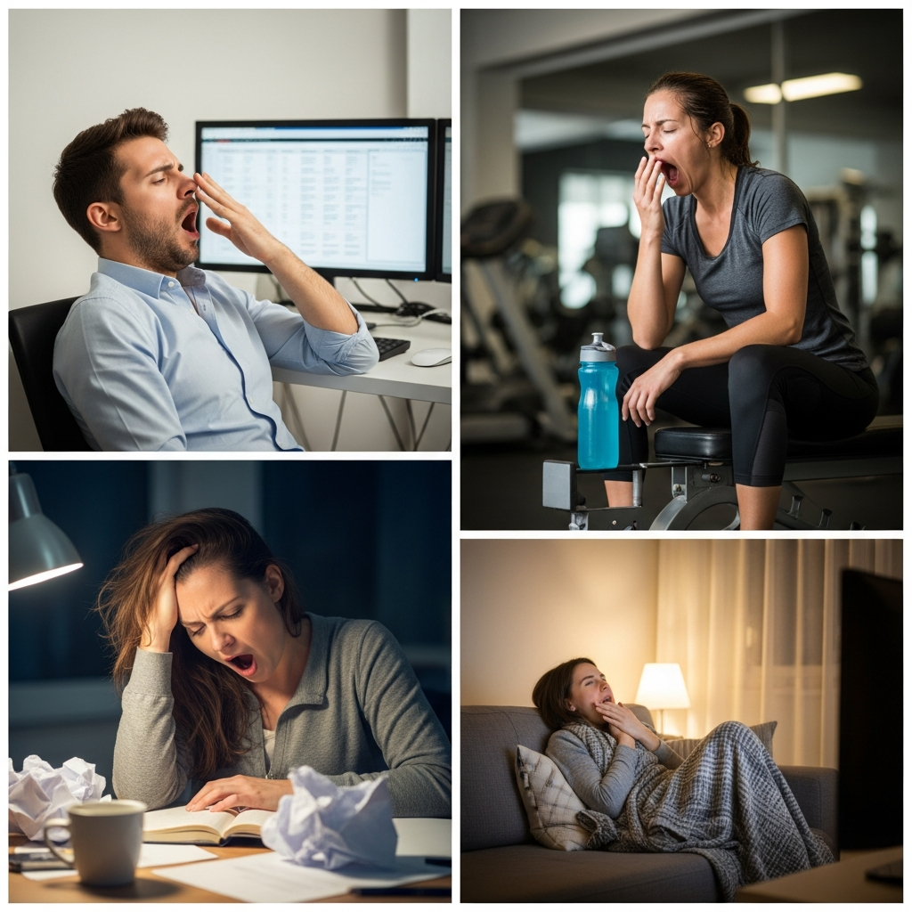 imagen 4.0 ultra generate 001 a title 다양한 상황에서 하품하