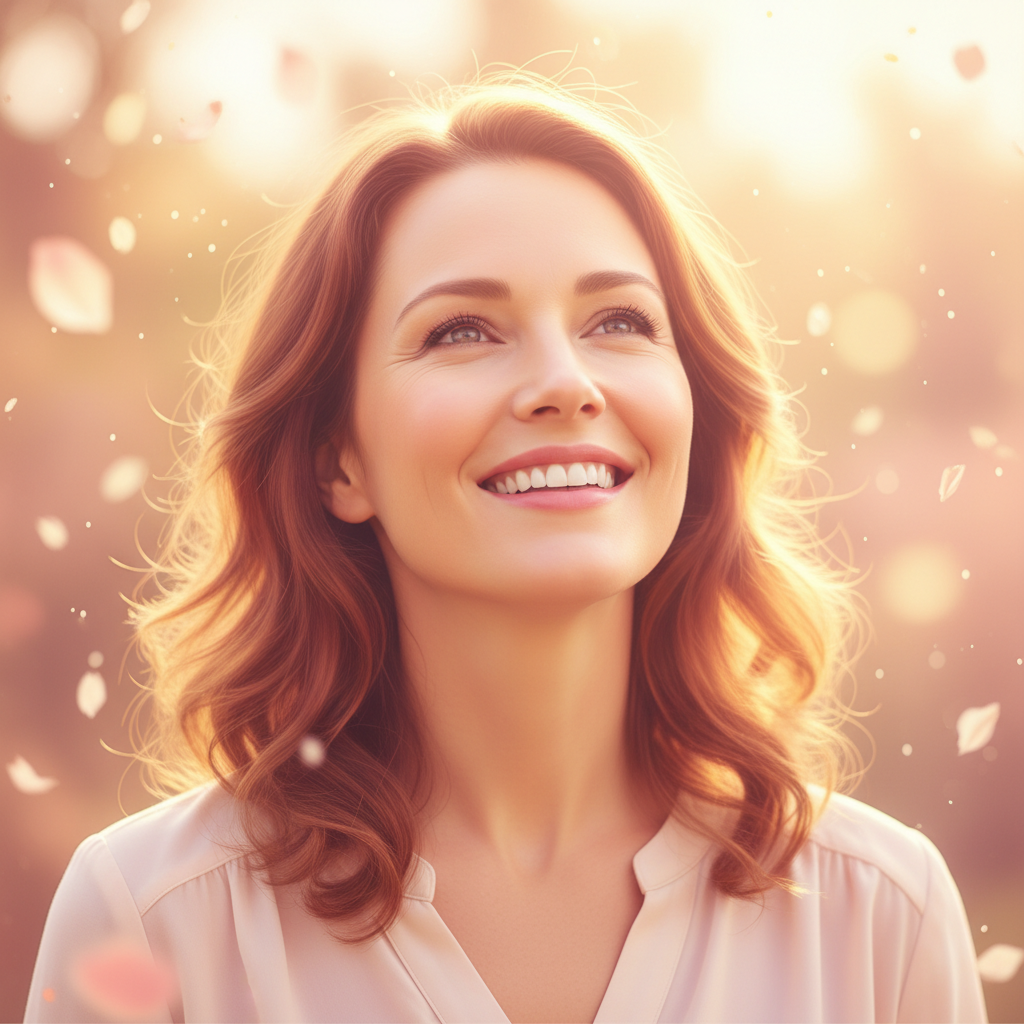 feeling relieved after trigeminal neuralgia treatment, bright and optimistic atmosphere, soft warm colors, no text