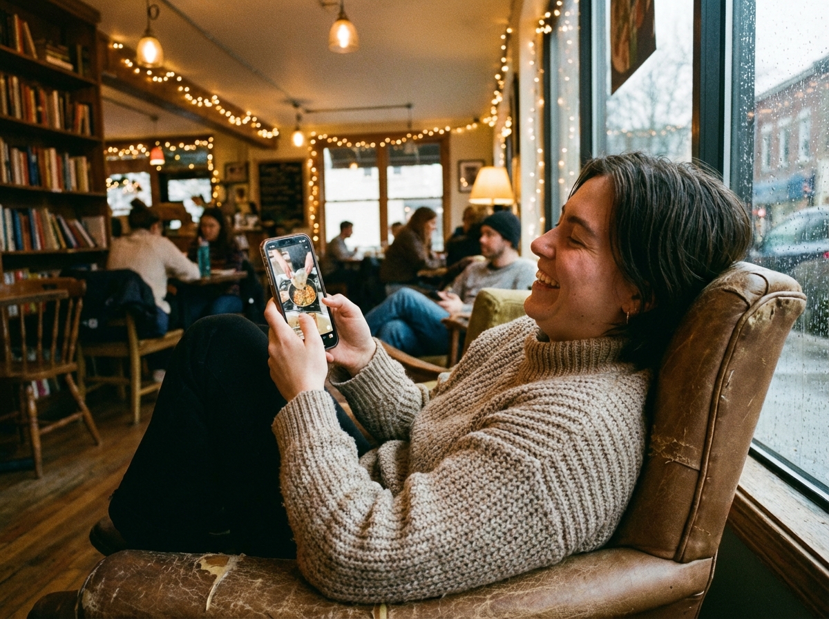 스마트폰으로 영상을 시청하는 일상
