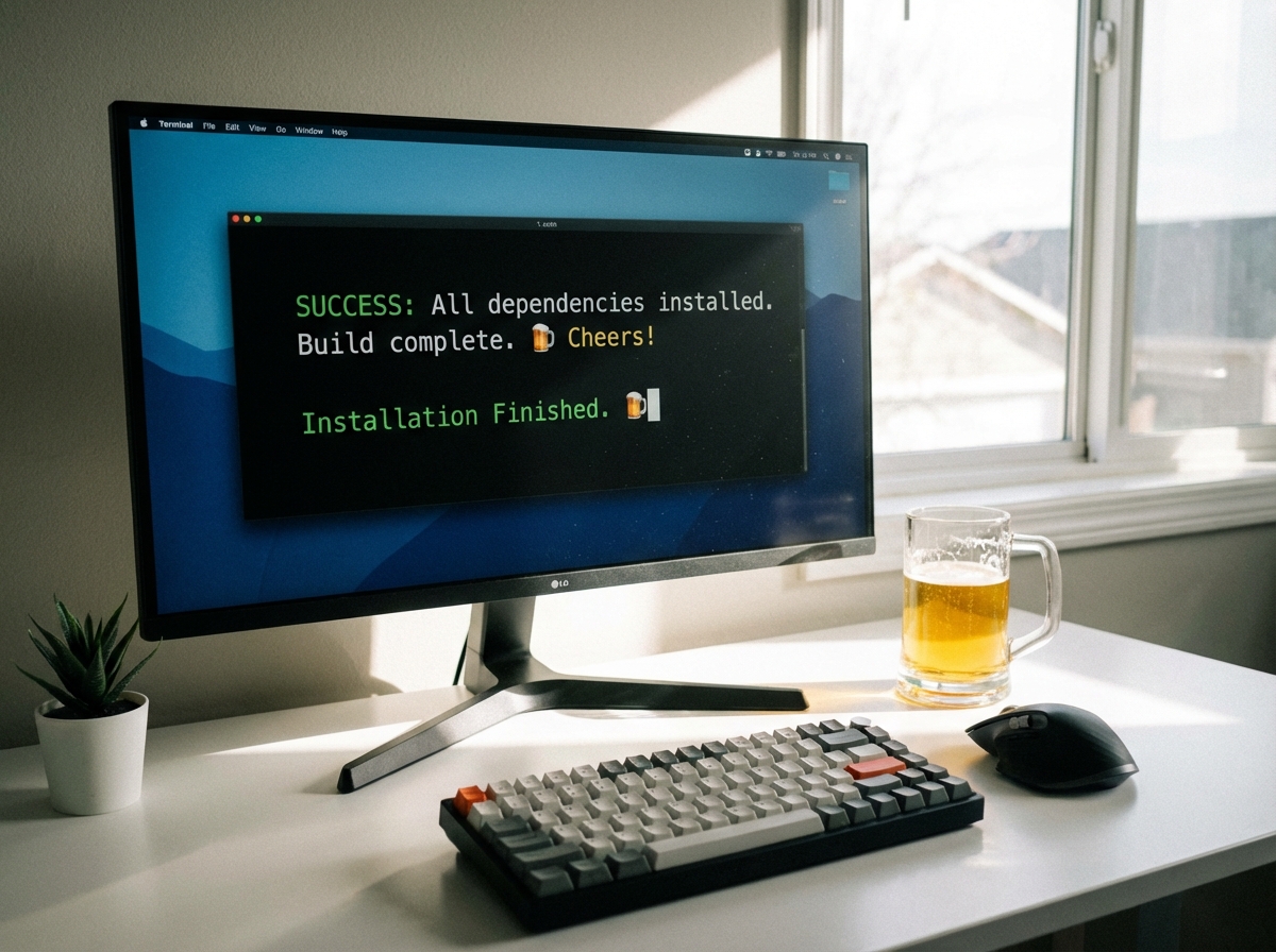 홈브루 설치가 완료되어 맥주 아이콘이 뜬 터미널 화면