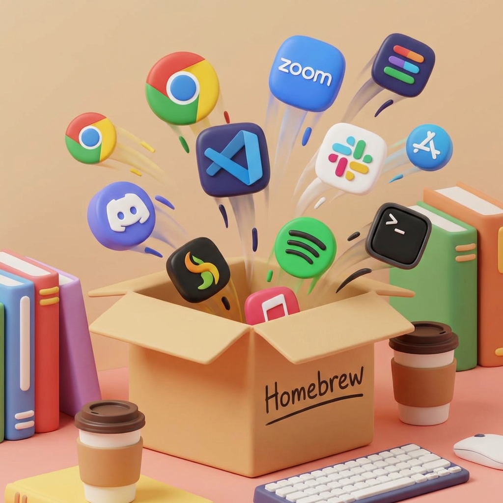 다양한 맥북 앱 아이콘들이 터미널 상자 안으로 들어가는 이미지