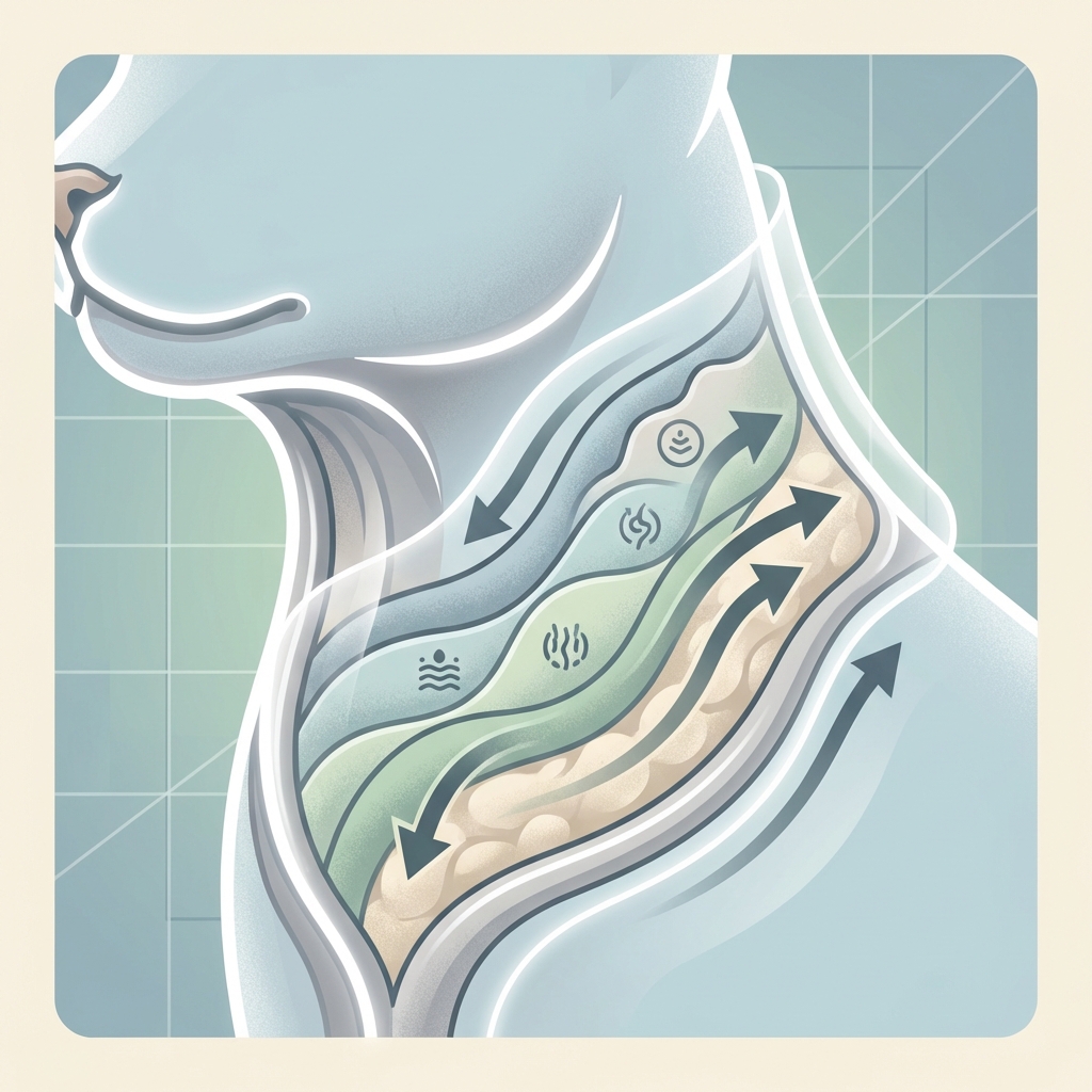 고양이의 유연한 목덜미 피부 구조를 보여주는 그래픽