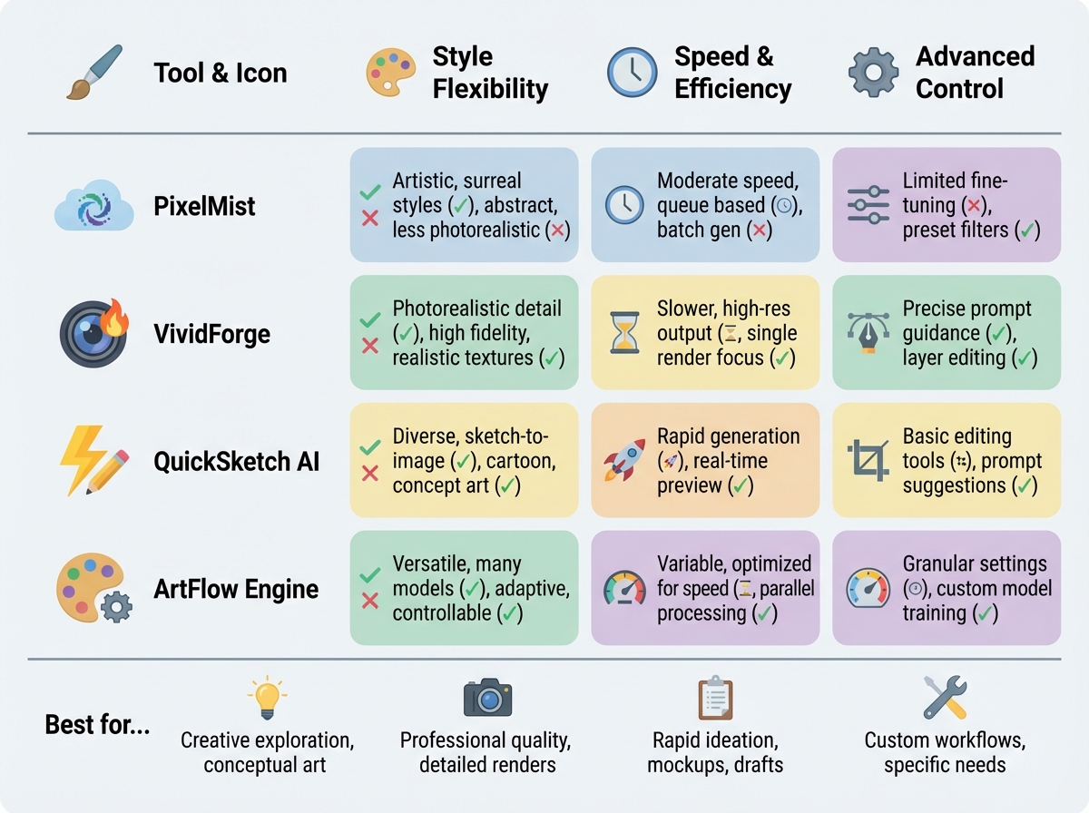다양한 AI 이미지 생성 도구 비교 테이블