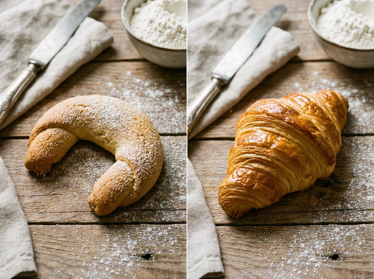 오스트리아 전통 빵 키펠과 현대의 크루아상 비교