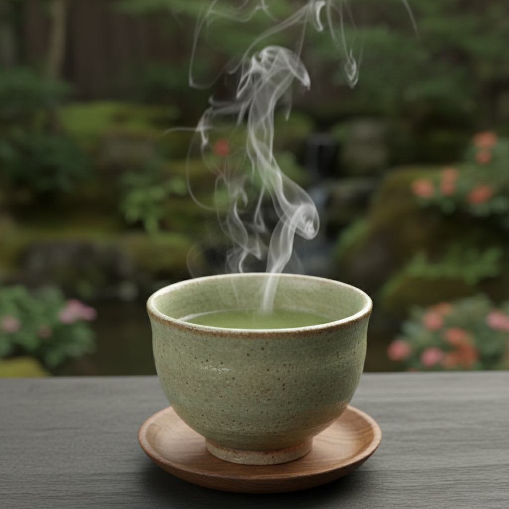 따뜻하게 우려낸 녹차 한 잔