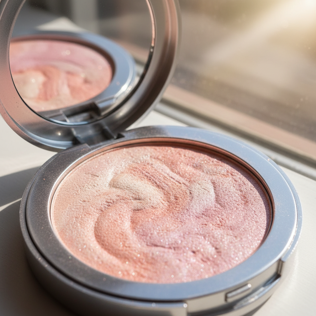 아멜리 아이섀도우의 부드러운 가루 입자 상세 컷