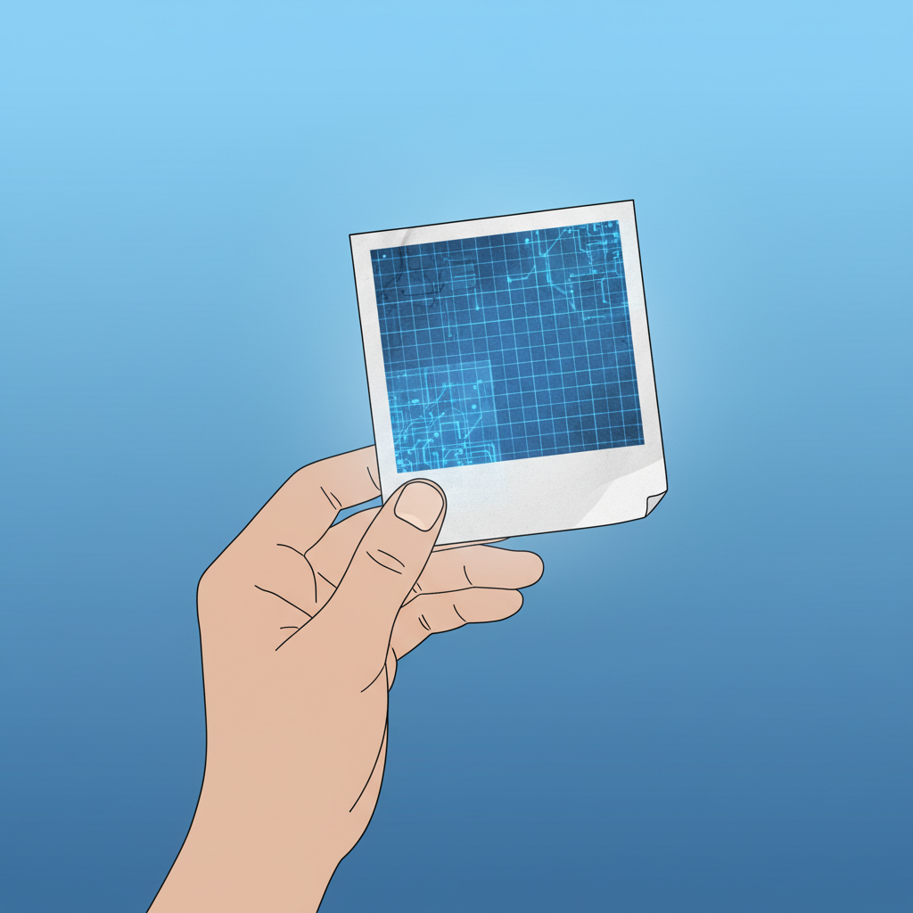 디지털 가짜 속에 진짜 사진의 가치를 찾는 일러스트