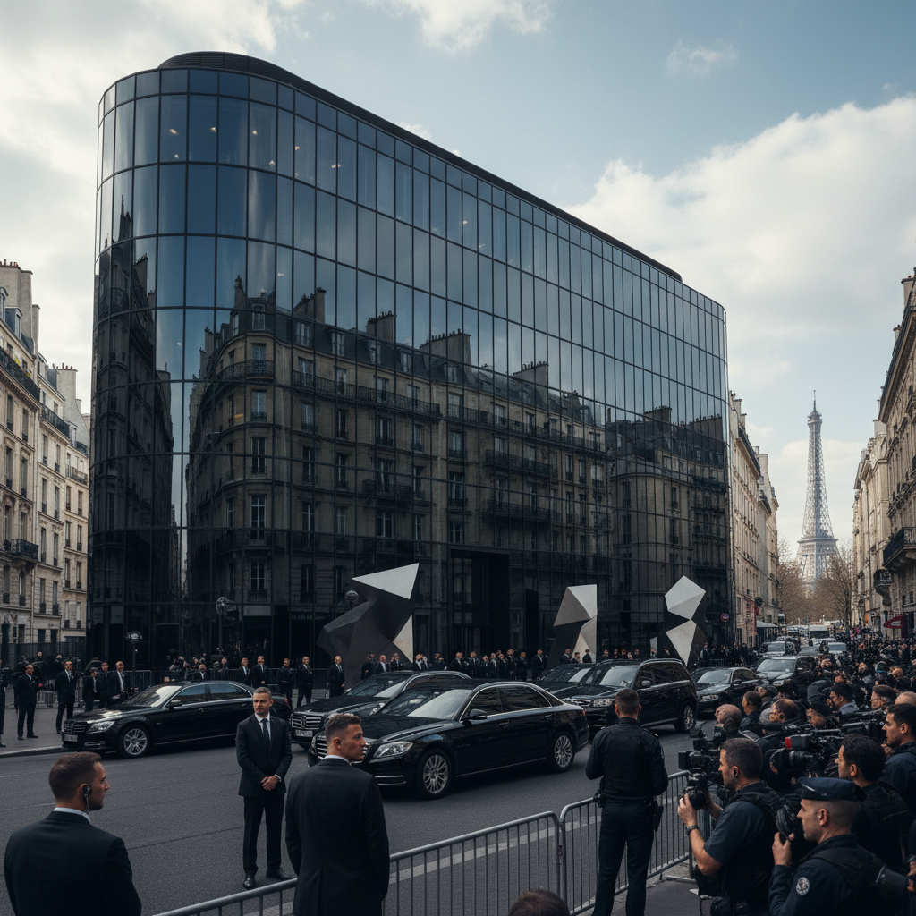 프랑스 파리 시내에 위치한 현대적인 기술 기업 사무실 전경