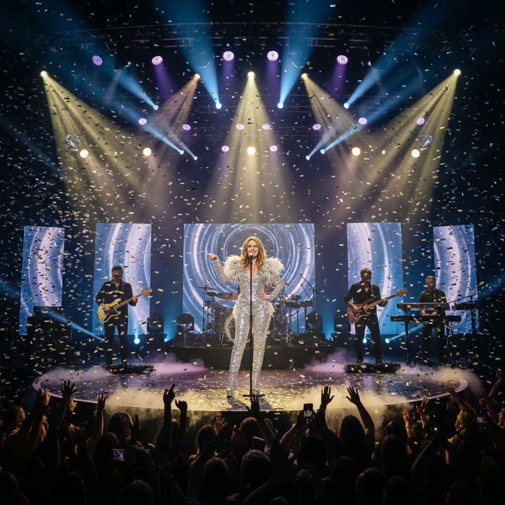 그래미 시상식 무대에서 화려한 퍼포먼스를 선보이는 모습