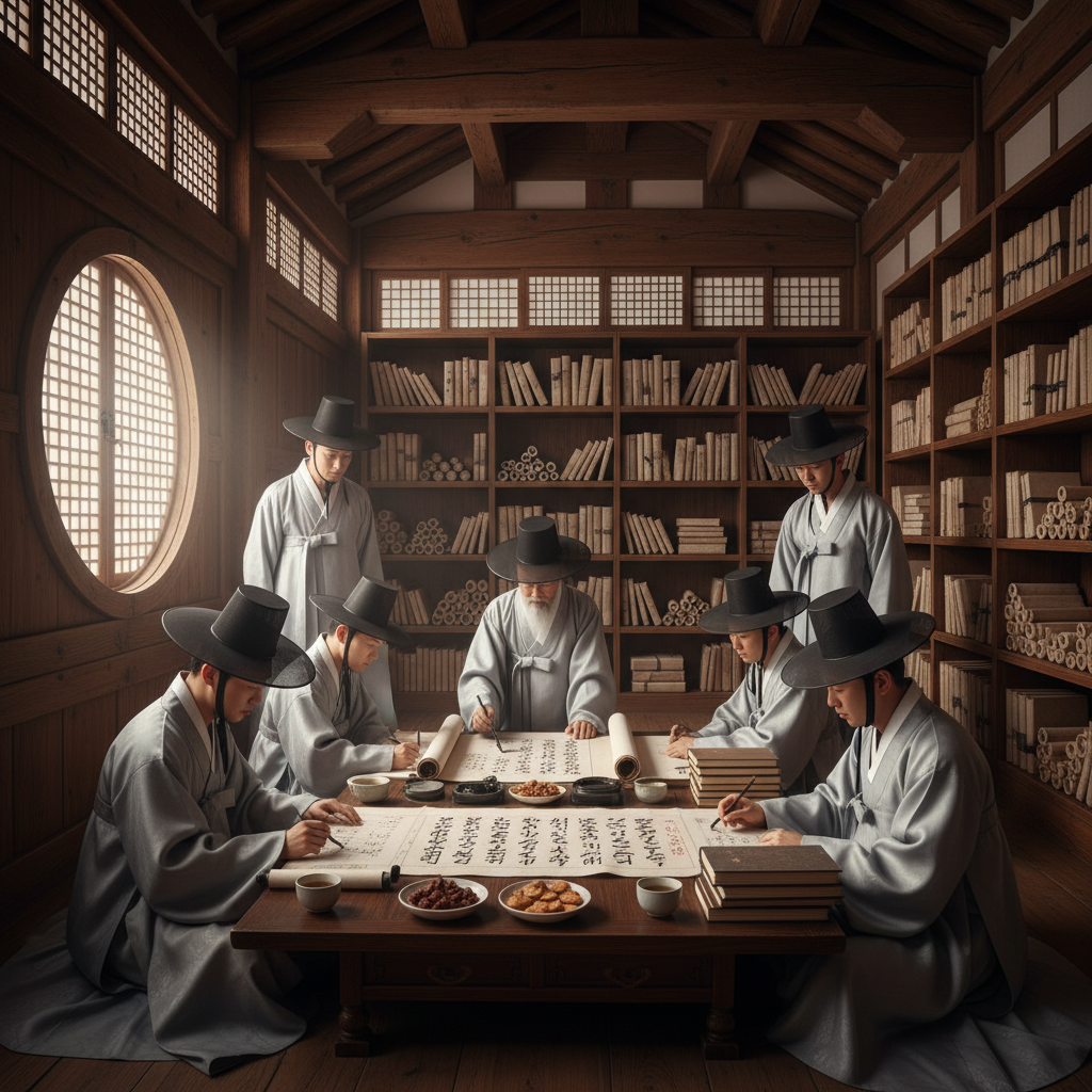 집현전에서 학업에 정진하는 학자들