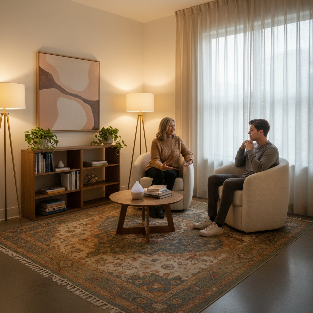 상담실에서 대화를 나누는 모습