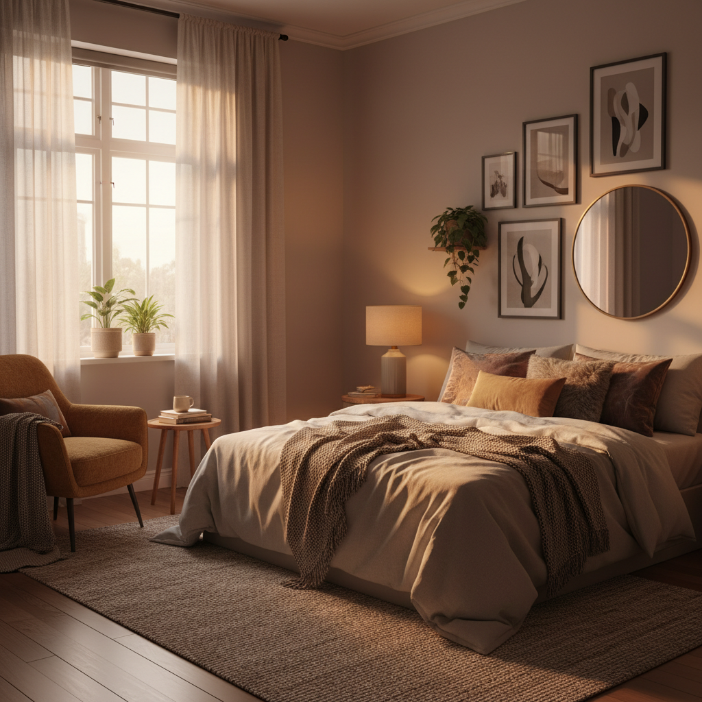 따뜻하고 아늑한 분위기의 침실 소품