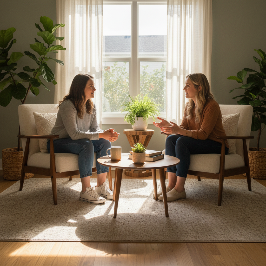 상담을 통해 심리적 안정을 찾는 따뜻한 분위기