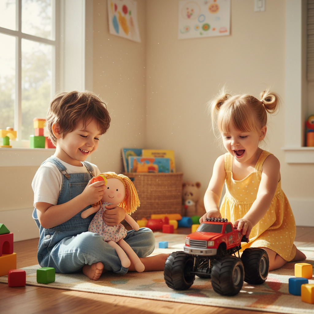 성별 고정관념 없이 다양한 장난감을 가지고 노는 아이들