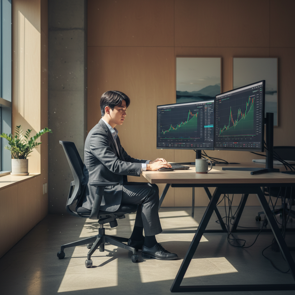 깔끔한 오피스에서 분석 자료를 검토하는 전문가