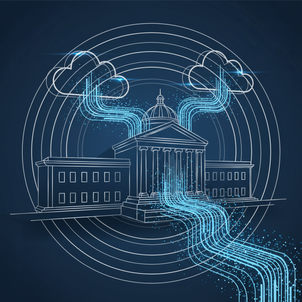 클라우드 기술과 정부 기관의 연결을 형상화한 이미지