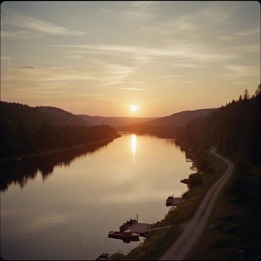 필름 카메라로 촬영한 따뜻한 감성의 노을 풍경 사진