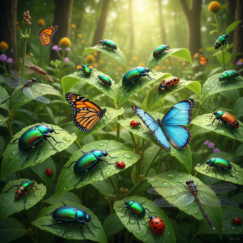 숲속 다양한 곤충들의 모습