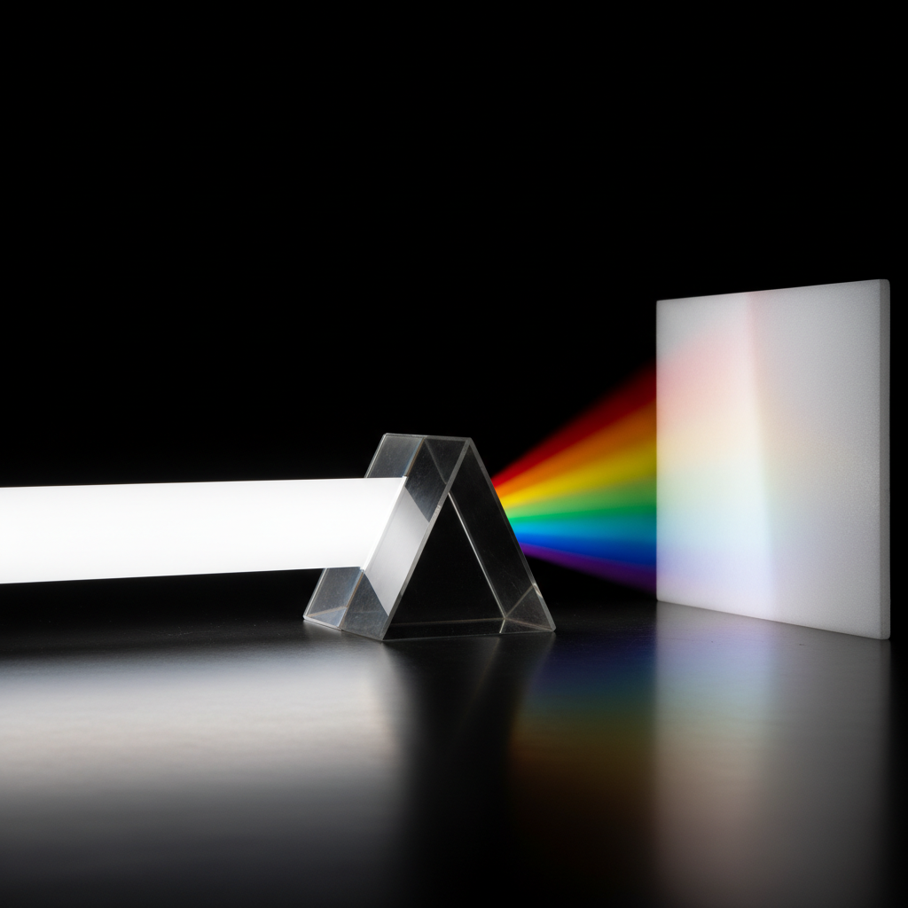유리 프리즘을 통과하며 굴절되는 빛의 경로