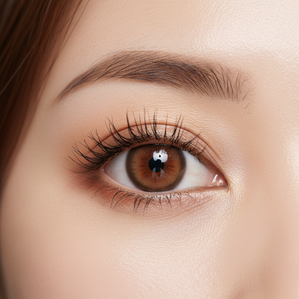 눈동자에 하이라이트가 비쳐 맑고 영롱하게 빛나는 여성의 눈