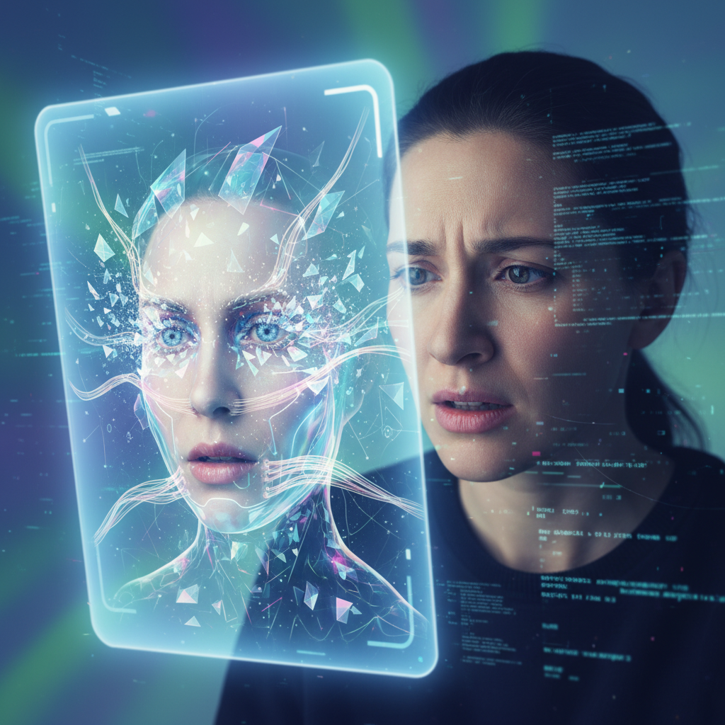 디지털 필터로 왜곡된 얼굴 이미지