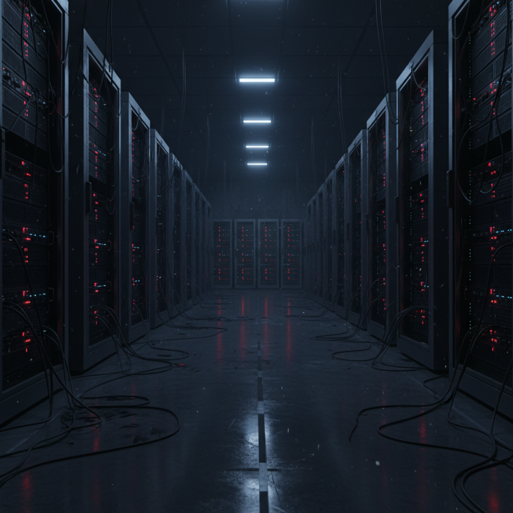 유저들이 떠나간 텅 빈 가상 게임 서버실 이미지