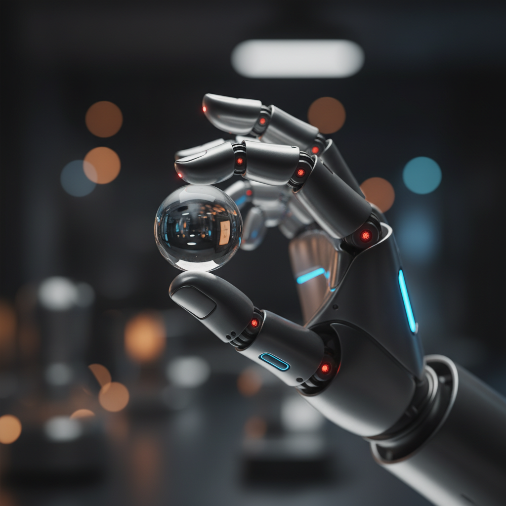 섬세한 물건을 집어 올리는 로봇 손의 정교한 움직임