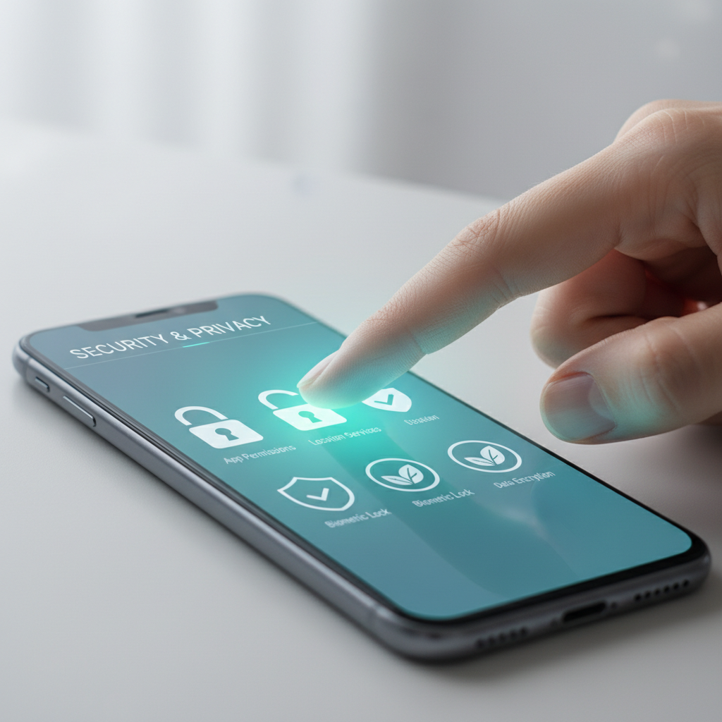 스마트폰 보안 설정 화면을 조작하는 손길