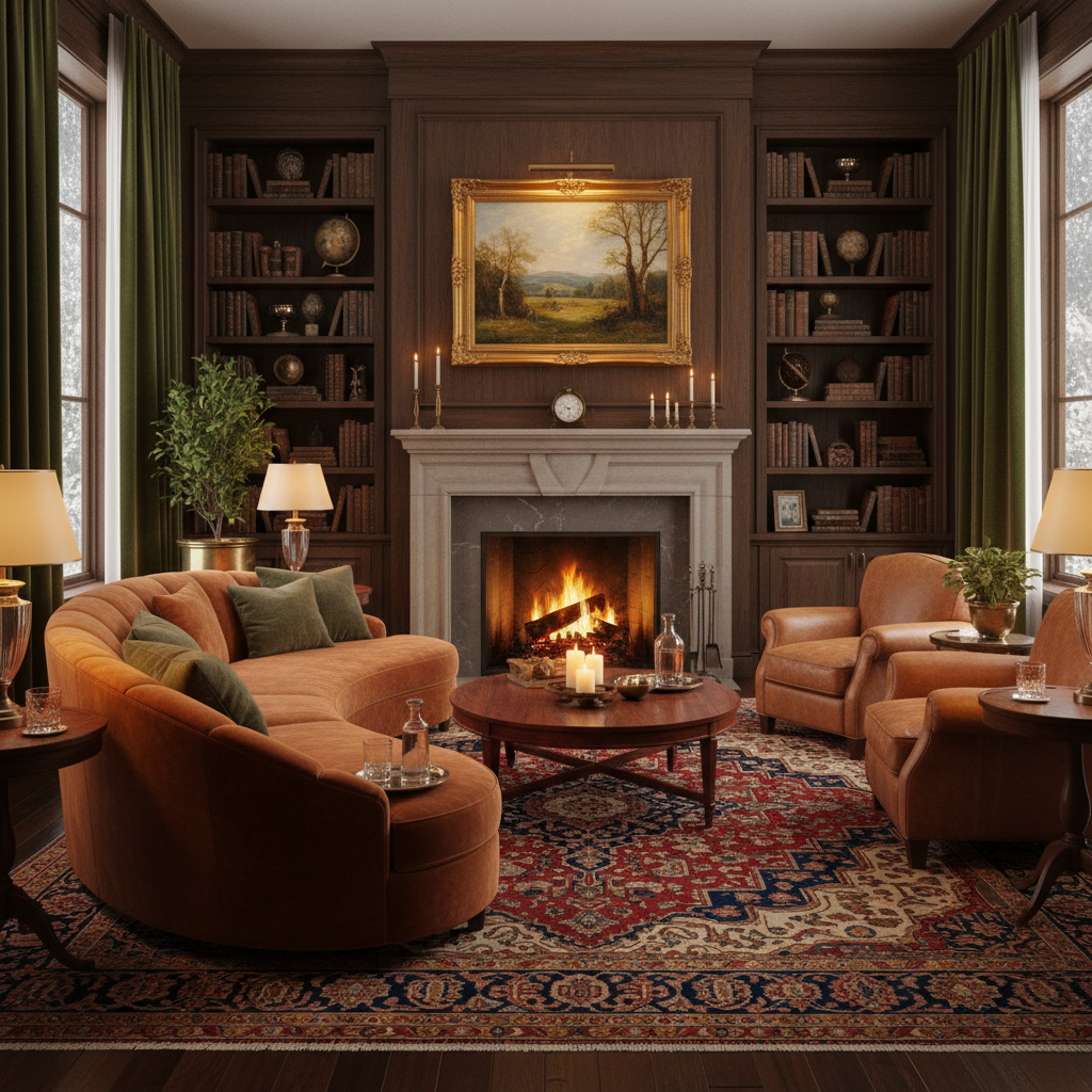 따뜻한 조명이 흐르는 고급스러운 라운지 공간