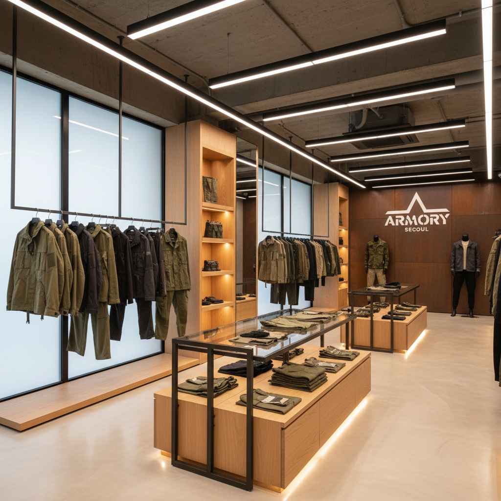 세련된 분위기의 현대적인 의류 매장 내부